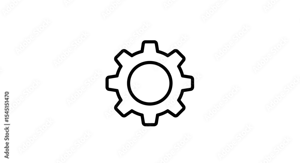 Simple Gear Icon: Minimalist Line Art Design Simple Gear Icon: Minimalist Line Art Design
