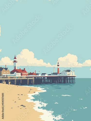 Great Yarmouth, United Kingdom - Britannia Pier, Time and Tide Museum, Merrivale Model Village in pier red, tide blue, village pastel, and sand