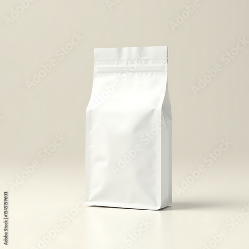  White Pet Food Packaging Mockup – Blank Paper Bag and Foil Pouch Sachet for Dog or Cat Food Branding, Zoo Store Display, or Pet Supply Product Presentation on Clean Background