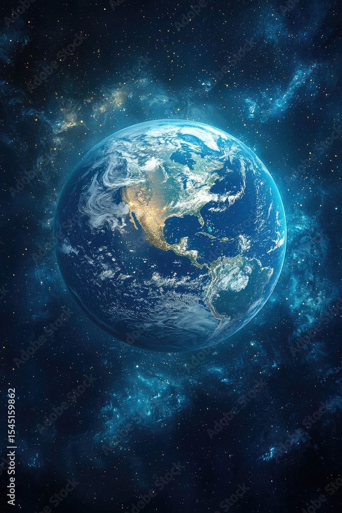 Fototapeta premium Earth as Center of Satellite Signal Network in Space