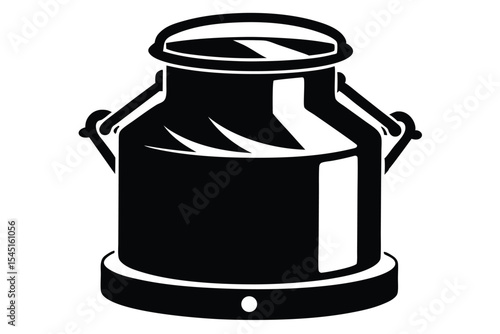Black and White Silhouette of a Traditional Milk Can with Rounded Handles