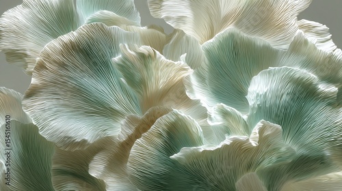 abstract oil painting of white flower petals and leaves in soft serene tones