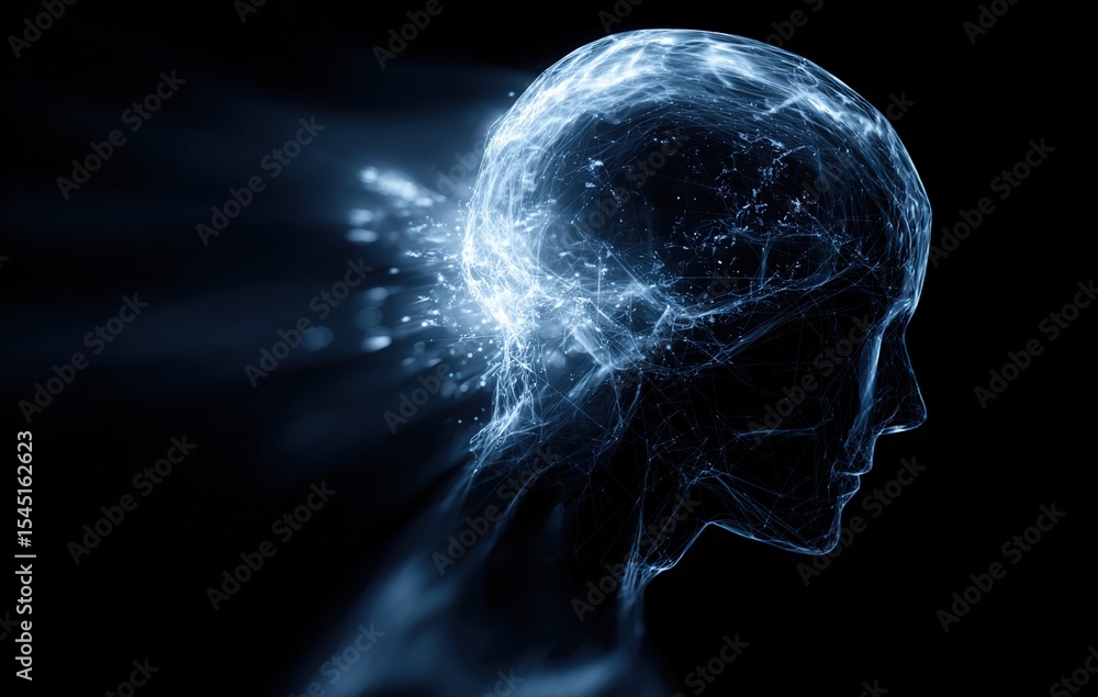 Human head and brain.Deep learning , Machine learning and artificial intelligence , AI Technology, thinking concept. High quality Human head and brain.Deep learning , Machine learning and artificial intelligence , AI Technology, thinking concept. High quality