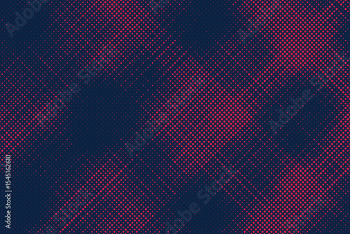Color grunge halftone gradient texture. Faded grit noise background. Sandy gritty wallpaper. Retro pixelated backdrop. Red and blue anime or manga comic overlay.