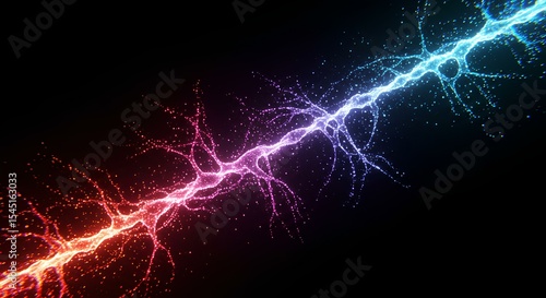Abstract Energy Red and Blue Lightning Bolt Digital Art