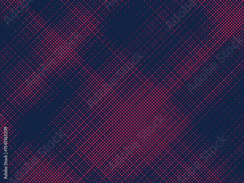 Color grunge halftone gradient texture. Faded grit noise background. Sandy gritty wallpaper. Retro pixelated backdrop. Red and blue anime or manga comic overlay.