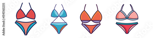 Bikini Flat Illustration in Simple Minimalist Flat Style
