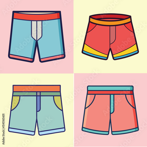 Boxer Shorts Flat Style Underwear Vector Illustration