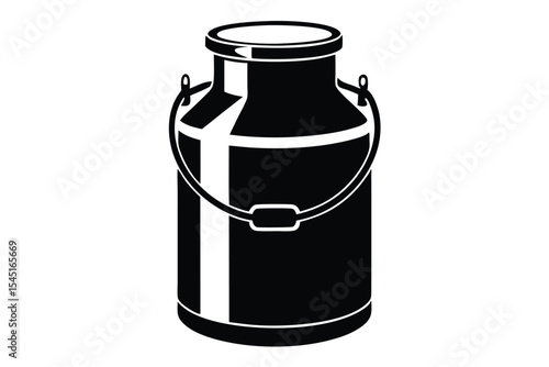 Black Silhouette of a Classic Milk Can with Handle and Lid Illustration