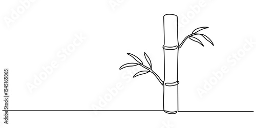 Continuous line drawing of bamboo trees, continuous one line art of a bamboo tree. vector illustration with transparent background, Fresh evergreen perennial flowering plant concept for plant icon. 