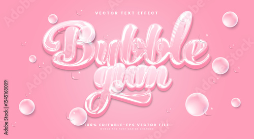 Bubble Gum Chrome Style 3d editable text effect Template Suitable for Bubble theme