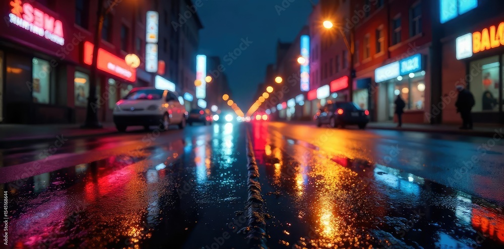 Shimmering city lights reflecting on a wet street at night, creating a dazzling, vibrant sparkle Perfect for themes of nightlife, energy, and urban glamour , buildings, neon, intense Shimmering city lights reflecting on a wet street at night, creating a dazzling, vibrant sparkle Perfect for themes of nightlife, energy, and urban glamour , buildings, neon, intense