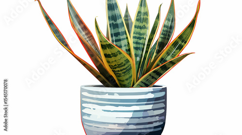 Clipart of watercolor Snake Plant in the pot