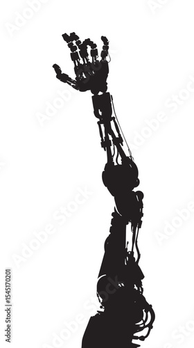 Robotic hand manipulator silhouette , black silhouettes isolated on white background