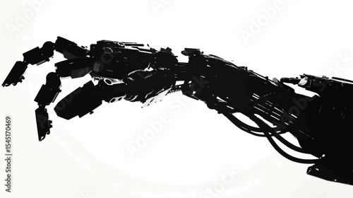 Robotic hand manipulator silhouette , black silhouettes isolated on white background