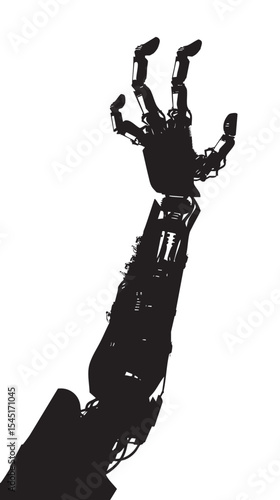 Robotic hand manipulator silhouette , black silhouettes isolated on white background