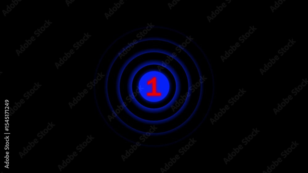 glowing 1 text and radio wave animation. on a black background glowing 1 text and radio wave animation. on a black background