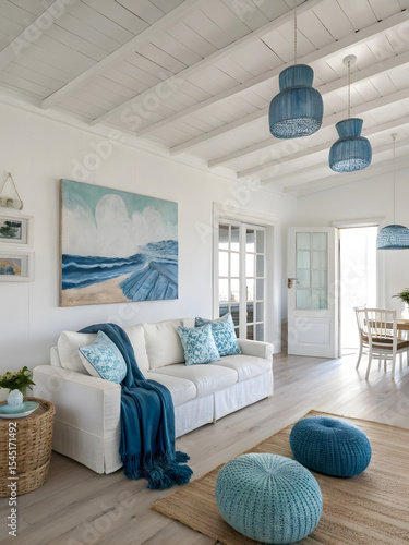 Bright Airy Minimalist Living Room Design Coastal Style Interior
