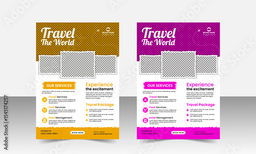 Travel Sale Flyer layout, with creative poster travel flyer editable template design bundle set, clean and modern flyer design for travel agency.