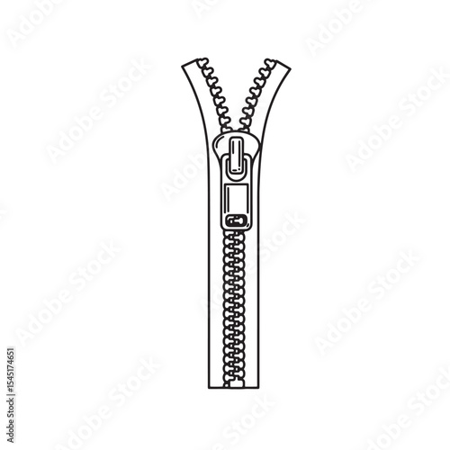 Vector illustration of a stylish detailed zipper element fashioned as a vintage art silhouette