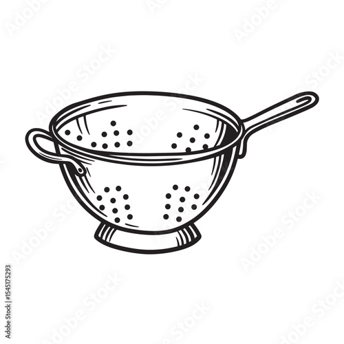 Vintage art silhouette of a colander cooking utensil ideal for kitchen designs or culinary illustrations