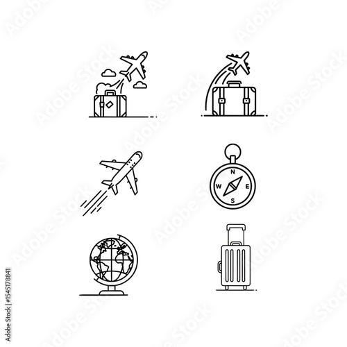 modern travel line style vector compas, world