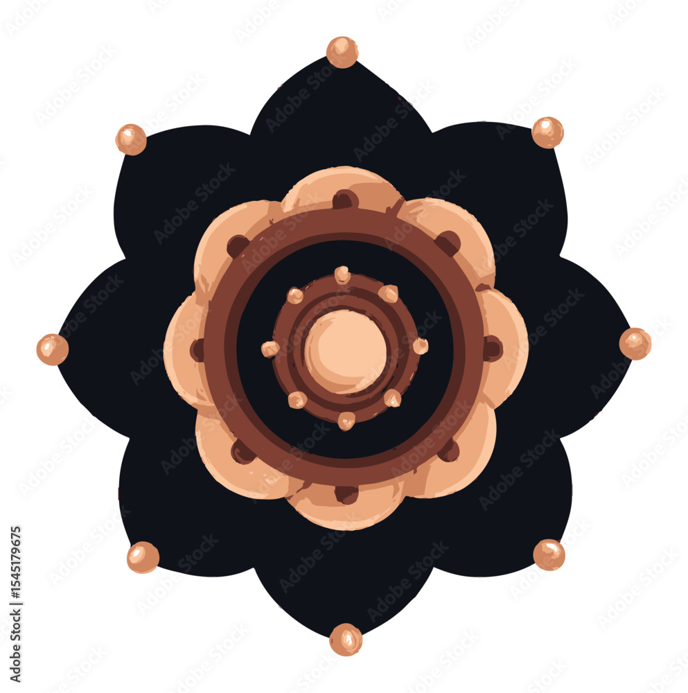 Fototapeta premium Abstract Circular Design with Flower Petals and Geometric Elements