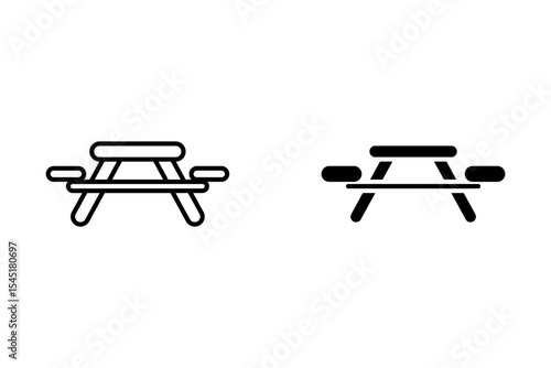 Picnic table outdoor furniture line icon vector. picnic table outdoor furniture sign. black illustration of contour symbol isolated on white background