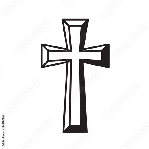 Classic black and white cross vintage art silhouette symbolizing faith and christianity