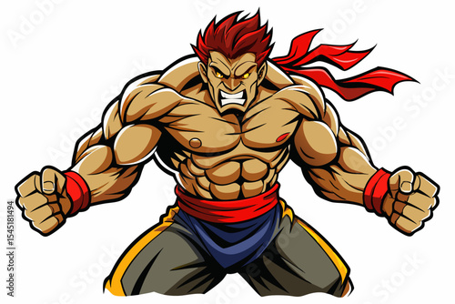 Vintage black and white illustration of a muscular male boxer in a powerful fighting stance. This dynamic vector-style artwork features bold line shading, detailed muscle anatomy