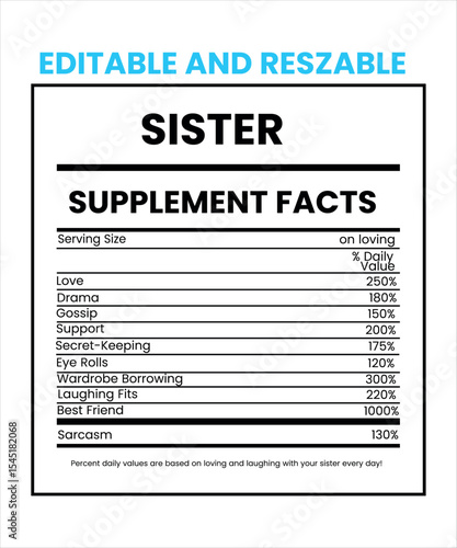sister nutrition fact, sister supplement level, Application for employment form with blank fields for job details on a business document page vector illustration	
