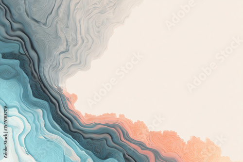 Light beige and blue background with wavy shapes