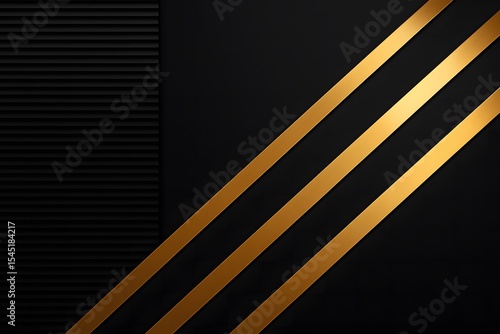 Elegant abstract composition featuring black background and gold diagonal stripes