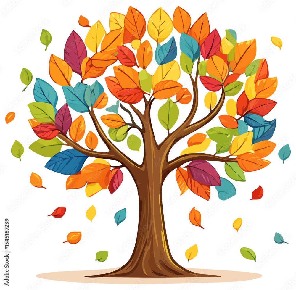Fototapeta premium Autumn tree with leaves clipart, isolated