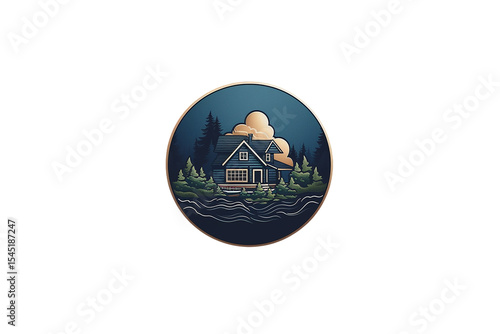 Tranquil Cabin in a Forest by a Serene Lake During Twilight