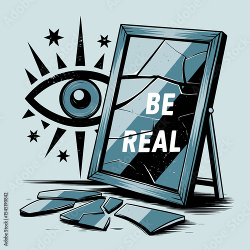 Broken Mirror Reflection Shattered Glass Authentic Be Real Eye Vision Truth Honesty Self Discovery Spiritual Awakening Inner Peace Mental Health Mindfulness Intuition Self Acceptance Personal Growth  