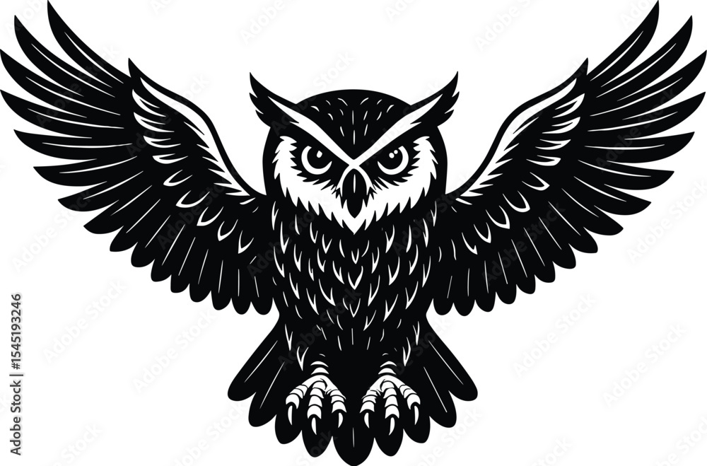 Obraz premium Owl vector black silhouette print design