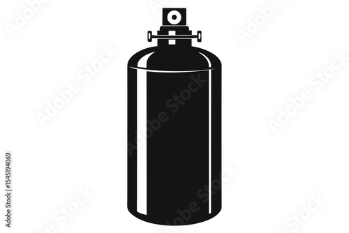 Black Aerosol Spray Can Isolated, CloseUp Product Shot, Illustration Style, Plain Design