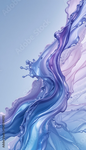 Abstract Liquid Flow in Icy Blue and Purple Gradient
