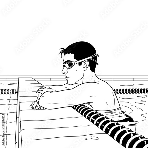 Swimmer resting by the poolside after a vigorous training session