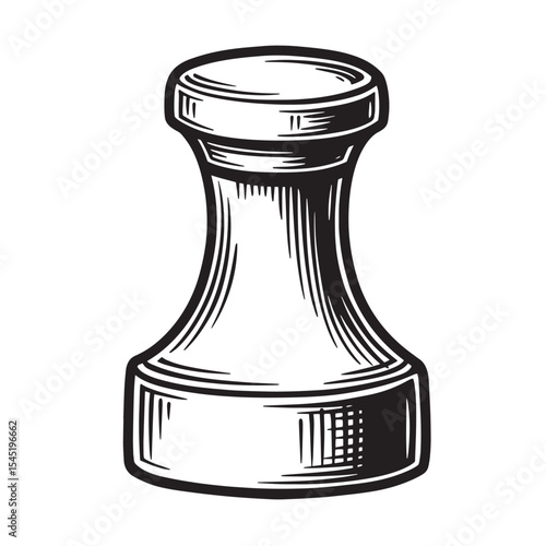 Vector illustration of a vintage art silhouette chess pawn piece isolated on white