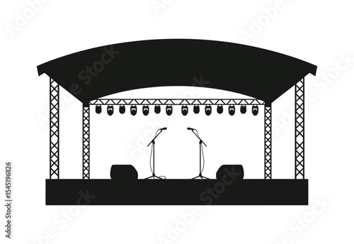 Simple silhouette of an outdoor concert stage
