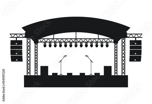Outdoor concert stage silhouette illustration