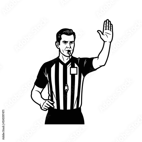 Basketball referee signaling a call in sketch style for sports officiating concept