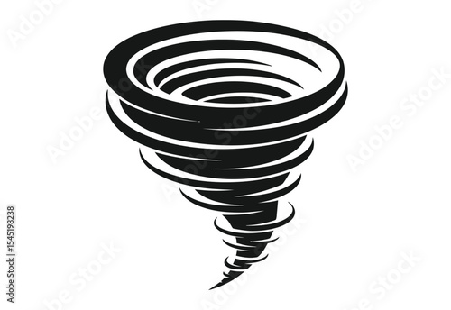 Black and white stylized tornado icon illustration