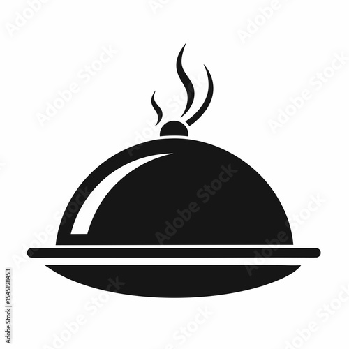 Covered food platter with steam isolated on white background