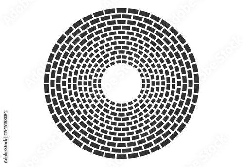 Abstract circular pattern of black rectangles on white