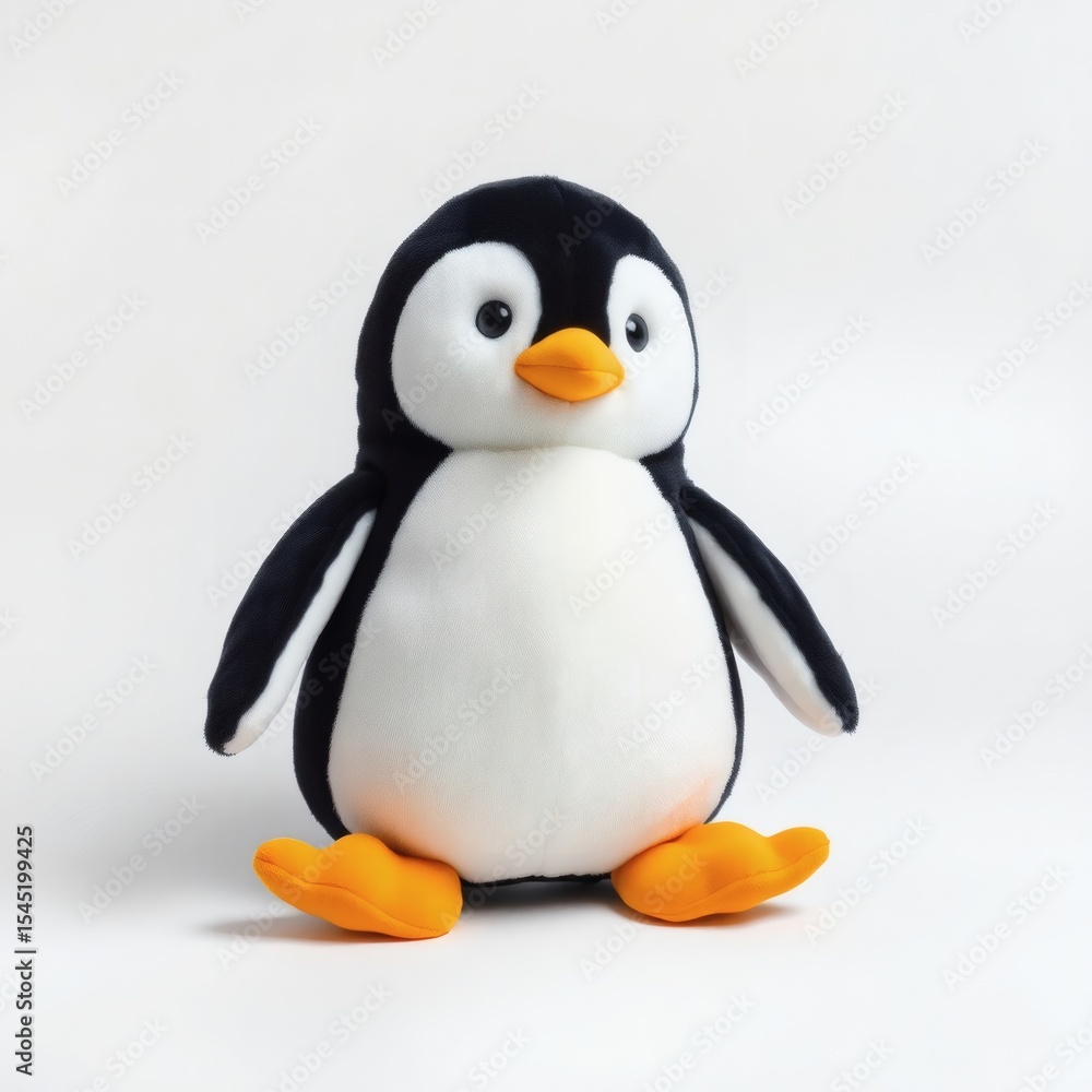 Fototapeta premium Isolated Penguin Plush Toy on White Background