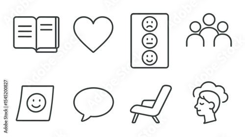 Self care line icons set – wellness, mental health and relaxation symbols