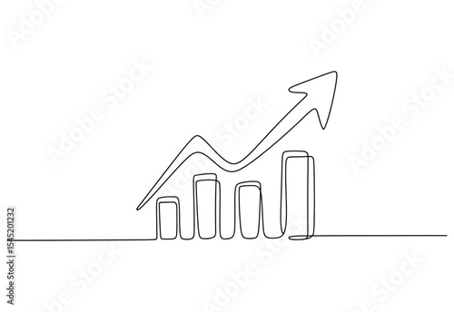 Continuous line drawing of a growing bar graph